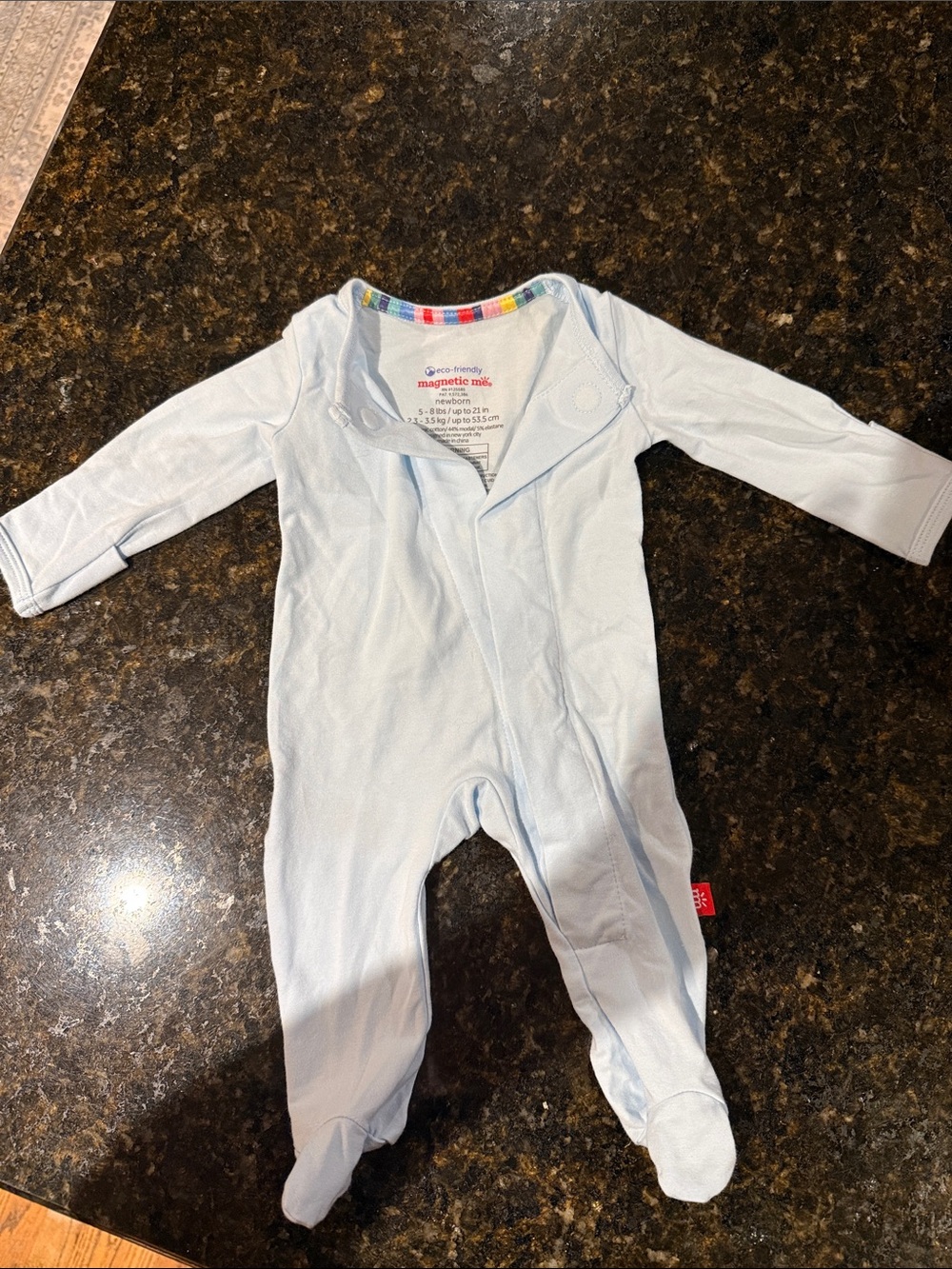 Magnetic Me Baby Blue Footed One-Piece with Magnetic Closure